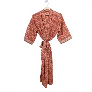 Indien fait à la main Vintage Floral Maxi Robe femmes été douche Robe vêtements de nuit Kimono plage couverture veste vêtements de nuit peignoir Robe - Product Image 1