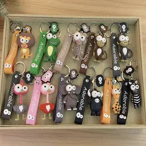 HOT SELL Keychain for Girls Kids Children Big Eyes Animals Cute Cartoon Pendant 3d Anime Keychain PVC Rubber Keychain