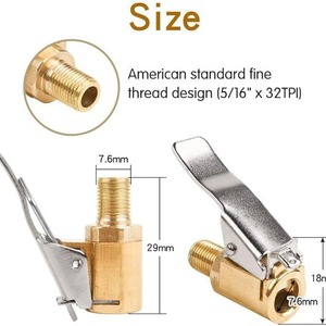 Brass Tire Inflator <b>Clamps</b> With <b>Quick</b> Connect Valve For Compact Car Motorcycle Fast Inflate British Thread Copper Material - Product Image 2