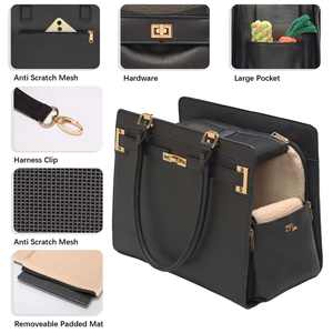 Transportín de Mascotas 2 en 1, Elegante e Impermeable, de Cuero, Espacioso, Plegable, con Laterales Suaves, para Perros Pequeños y Gatos - Product Image 5