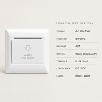 Interrupteur intelligent pour hôtel à économie d'énergie, compatible avec cartes HF/LF RFID et sortie à contact sec, compatible avec le système de contrôle RCU hôtelier