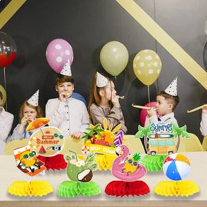 Decoraciones de mesa de nido de abeja de papel 3D <span class=keywords><strong>Hawaiano</strong></span> para fiesta de cumpleaños Hello Summer Beach Theme Decoración - Product Image 4