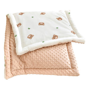 Bantalan kasur bayi dua sisi, kasur bayi katun Minky Dot serat poliester - Product Image 1