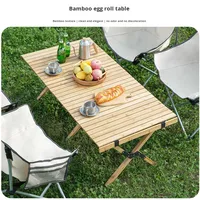 Table de camping d'extérieur ultra-légère avec chaise pliante en aluminium et bois massif, pliable pour 1-2 personnes, mobilier d'extérieur
