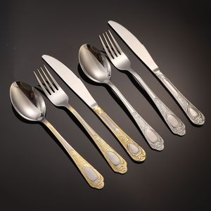 Ensemble de couverts occidentaux en acier inoxydable, couteaux, fourchettes, cuillères, design élégant, vaisselle de fête - Product Image 3