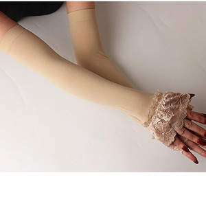 Manches élégantes en <span class=keywords><strong>dentelle</strong></span> et satin à sequins pour <span class=keywords><strong>femme</strong></span>, sans doigts, pour mariage, soirée, dîner d'été - Product Image 4