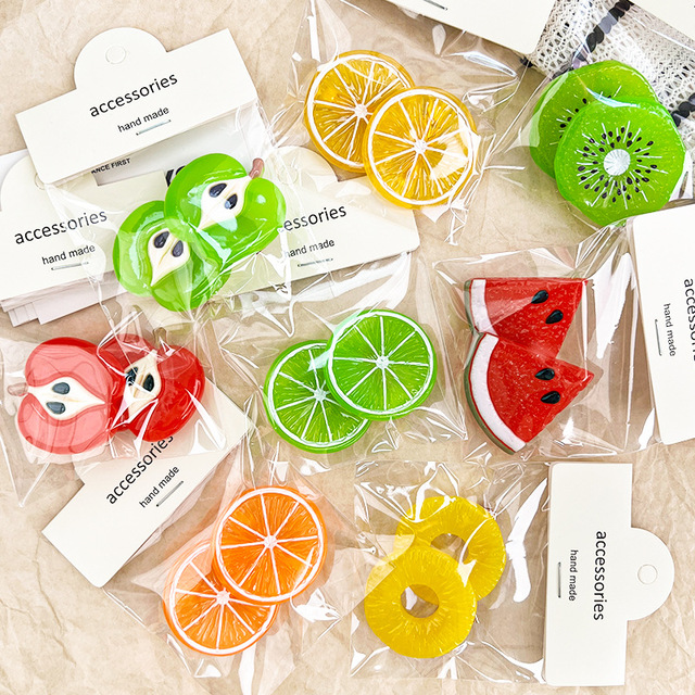 Creative Summer Kiwi Lemon Watermelon Hair Pin Resin Fruit Hair Clip for Girls Funny Headwear