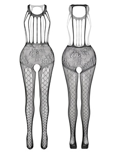 Nouvelle Collection 2025 – Bodystockings Résille Séduction Sexy à Rayures Érotiques, Haut Nu et Dos Nu – Tenue de Scène - Product Image 2