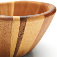 Bol à salade et à fruits en bois d'acacia rustique en gros pour bol en bois décoratif de camping jetable
