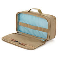 Sac de rangement pour câbles d'équipement photographique Tan avec doublure bleue contrastante, poignée supérieure, étui de voyage EDC, personnalisation de marque OEM ODM