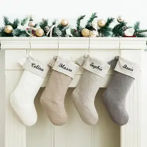 Personalised Christmas Stocking linen Custom Stocking Traditional Christmas Stocking