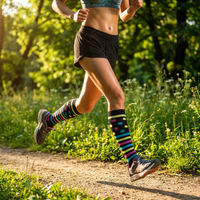 Cinq paires de chaussettes de compression pour femmes, en nylon tricoté, graduées 15-20 mmHg, hauteur genou, pour infirmières en déplacement, course à pied et sports