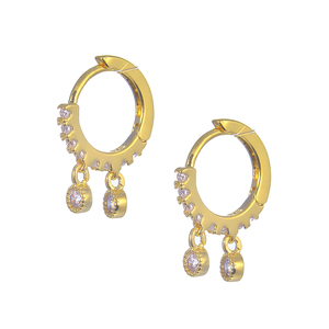 Gemnel Women Jewelry Dangle Huggie <strong>Gold</strong> Plated Drop Diamond Hoop <strong>Earring</strong> - Product Image 1