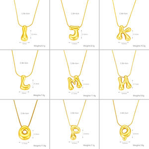 Collar de Moda con Cadena de Acero Inoxidable Chapada en Oro de 18K y Bonito Colgante de Burbuja de Globo Estilo Q, Collar de Mujer con 26 Letras - Product Image 5