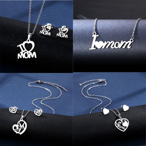 Nouvel ensemble de bijoux pour femmes et mamans, collier et boucles d'oreilles, couleur dorée simple, cadeau pour maman, futures mamans, pour la fête des mères - Product Image 4