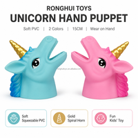 Marioneta de Mano de Unicornio de PVC Suave para Niños, Juguete de Animal para Jugar a Roles, Marioneta de Dedo para Contar Historias, para Niños Pequeños y Preescolares