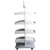 Présentoir de Magasin de Vêtements Mobile Double Face Personnalisé avec Paniers en Fil Métallique et Roues pour T-shirts