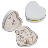 Boîte à bijoux romantique en cuir PU en forme de cœur, petite boîte de rangement pour bijoux, étui de voyage pour ranger les bagues, les boucles d'oreilles, les colliers