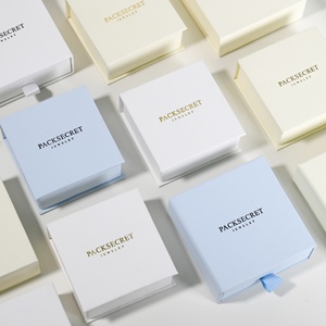 Custom Logo Blue Sliding Drawer Jewelry Packaging <b>Box</b> Ring <b>Gift</b> <b>Box</b> Cardboard Premium Slide Out Jewelry <b>Box</b> - Product Image 5