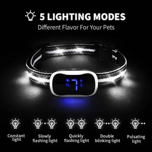 Venta al por mayor de fábrica recargable <span class=keywords><strong>LED</strong></span> Digital Display Dog Anti Bark No Barking <span class=keywords><strong>Collar</strong></span> con impermeable <span class=keywords><strong>Led</strong></span> Light Up <span class=keywords><strong>Collar</strong></span> - Product Image 2