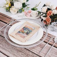 Platos de Plástico Transparente con Borde de Cuentas Plateadas de 13 Pulgadas, Platos Reutilizables para Decoración de Mesa en Bodas, Banquetes y Fiestas de Cumpleaños
