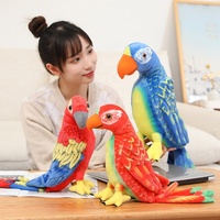 Animaux en peluche de zoo personnalisés colorés, jouets en peluche confortables en coton PP et maille pour enfants, vente en gros de poupées en peluche d'oiseaux perruches