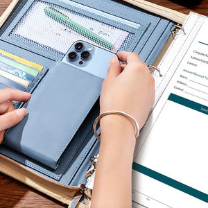 促销商务礼品定制LOGO A4商务皮革专业文件夹收纳盒拉链式履历文件夹活页夹 - Product Image 6