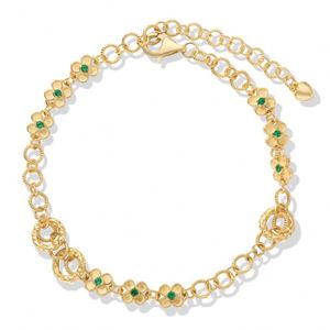 Dylam Fashion, fabricant de haute joaillerie, bracelet en argent 925 plaqué or 18 carats avec pendentif cercle fleur en zircon vert - Product Image 1