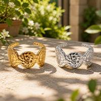 Beimai OEM Klassischer 18K Vergoldeter Edelstahl Verstellbarer Flügel-Offener Ehering für Geschenk & Party