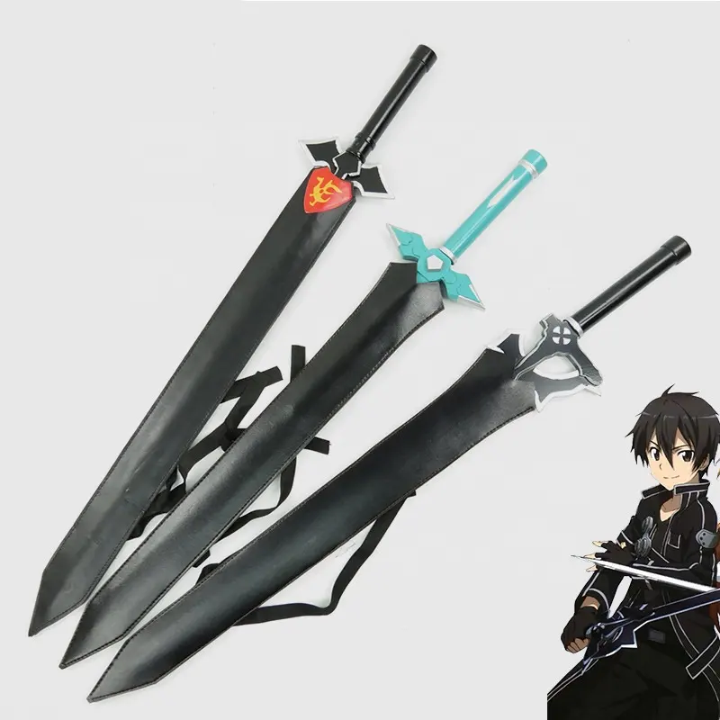 Popolare anime Sword Art Online Anime Kirito SAO Black Elucidator / Dark Repulsor Cosplay giocattolo di legno Katana spade a doppia lama