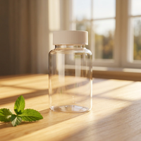 Bouteilles en plastique PET transparentes de 100 cc avec bouchon noir pour capsules, flacon à pilules en plastique, flacon à vitamines