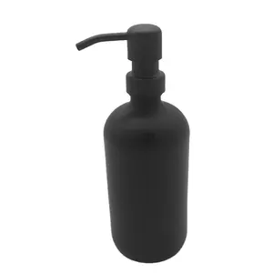 Wholesale 500ML matte black glass bottle pink glass soap dispenser