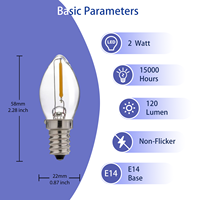 Ampoule LED C7 C22 AC 220V à prix avantageux, 2W, E14, dimmable, filament en verre transparent, éclairage de lustre, décoration, ETL