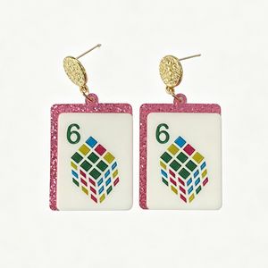 Divertidos Pendientes Cuadrados de Acrílico para Mujer, con Diseño de Joker y Mahjong, Pendientes Colgantes con Patrón de Cartas de Juego, Joyería Novedosa, Regalo para Fiestas - Product Image 5