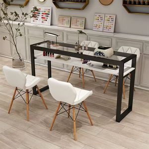 Mesa de Manicura de Vidrio para Salón de Uñas, Estilo Japonés, para Una o Dos Personas, Diseño Moderno y Elegante - Product Image 1