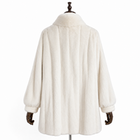Manteau long décontracté en fourrure de vison véritable pour femme, coupe ajustée, manches fuselées, col montant, en polyester, coupe-vent, couleur unie, pour l'hiver