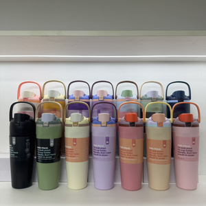 W55 New Hot Sell Iced Coffee Cup Travel Sports Water Bottle BPA Free Insulated Stainless Steel Coffee 30OZ <strong>Tumbler</strong> with Handle - Product Image 2