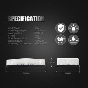 LED- 18L azul Rejilla estroboscópica cubierta Luces Bar Grill Rejilla Montaje en superficie Super brillante Luces de advertencia estroboscópicas impermeables - Product Image 4