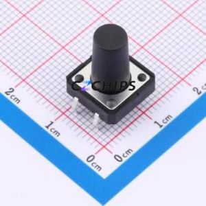 TS1215CJ 250gf 009 Tactile Switch Through hole Component (THT)-4P,12x12mm Switch Single Pole Single Throw 2.5N Through Hole 12mm - Product Image 1