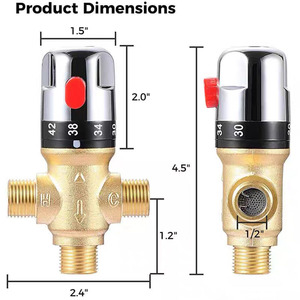 Flola All Copper <b>Thermostatic</b> Valve G12 Solar Water Heater Temperature <b>Control</b> Mixing Valve For Kitchen - Product Image 2