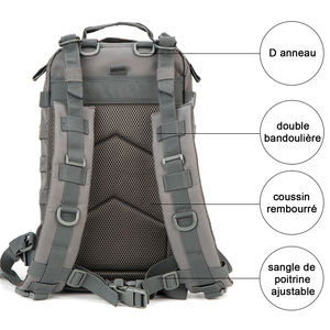 Sac à dos tactique personnalisé avec logo, 25L-35L, système Molle, imperméable, pour la gym, la randonnée, le camping, le sport, pour hommes - Product Image 4
