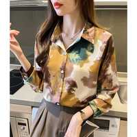Prêt Stock Chemise de mode à manches longues à revers ample pour femmes de style européen et américain
