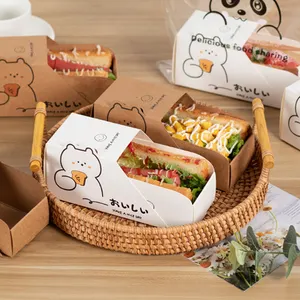 Hot sales Custom print Japan style kraft paper boxes food packaging egg drop Sandwich Box Disposable for hot dog burger