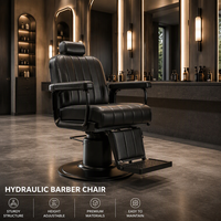 Fauteuil de Barbier Moderne Hydraulique en Cuir Noir pour Salon de Coiffure