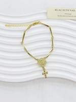 Bracelet ajustable en cuivre avec mini-breloques en émail en forme de crème glacée et perles de verre bleues, vente en gros pour cadeau