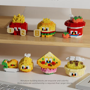 Gran oferta, Serie de bloques de construcción de hamburguesas fritas de dibujos animados, juguetes educativos de partículas pequeñas para niños, modelo DIY - Product Image 3