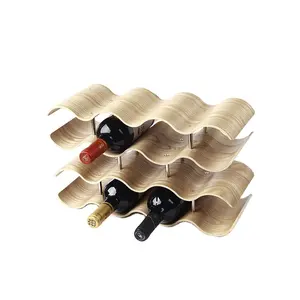 Factory Wholesale Portable Wood Countertop 6 Bottles Wine Bottle Holder Display Stand Wooden Wine Holder