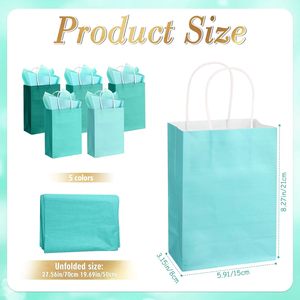 Sacchetti Regalo in Carta Kraft Biodegradabile Ecologica Blu <span class=keywords><strong>Teal</strong></span> Personalizzati con Manici, Vendita all'Ingrosso - Product Image 2