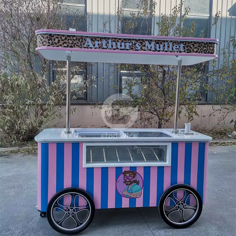 Ice Cream Push Cart with Wheels - Summer Business Opportunity