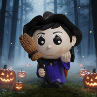 Statue de sorcière d'Halloween KW mignonne, durable, non toxique, imperméable, en résine, avec logo personnalisable, décoration de jardin intérieure/extérieure